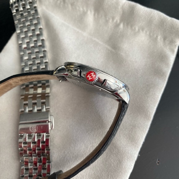 Stainless Michele Serein Diamond Watch with additional black alligator strap - Picture 4 of 5